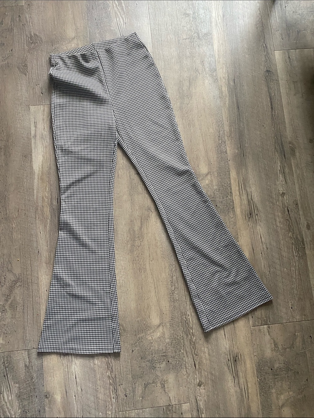 H&M Black and White Gingham Boot Cut Pants